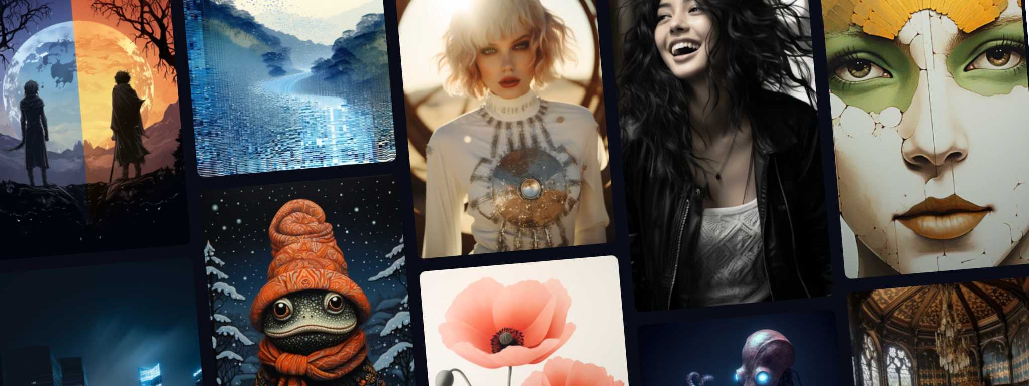A selection of imagery generated by Midjourney AI.