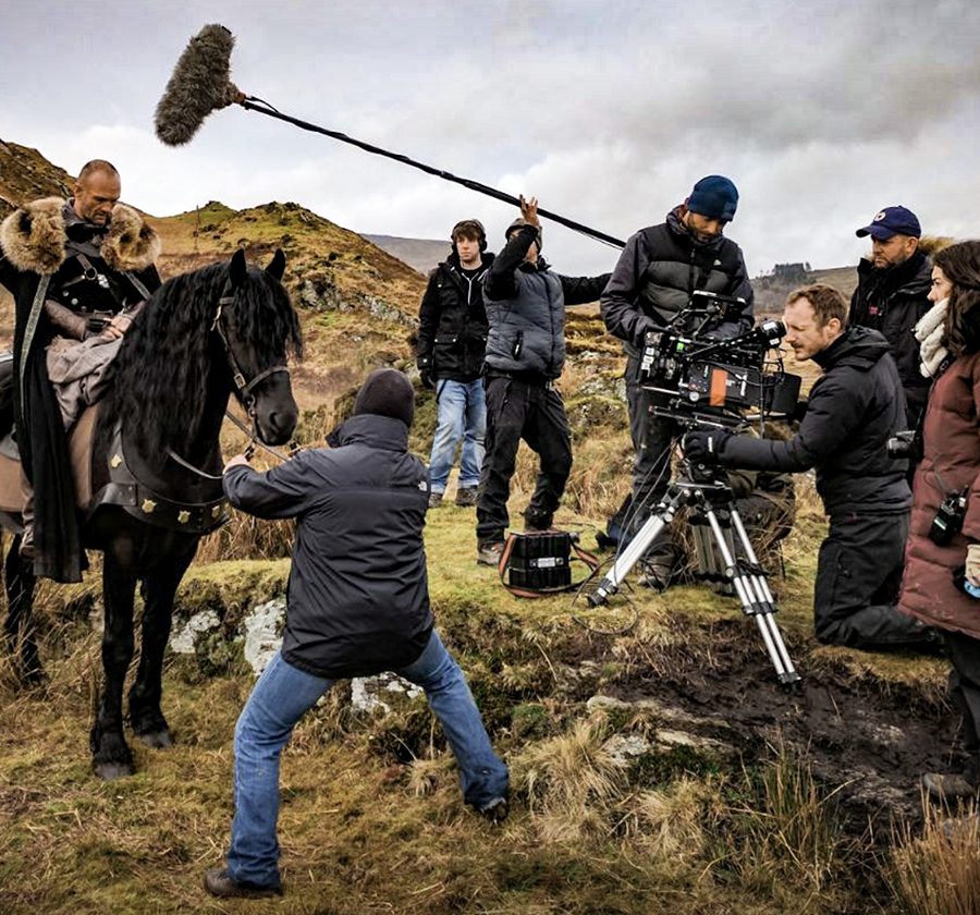 Film shoot on a Welsh mountainside for Beddgelert, dir. Medeni Griffiths, Ffilm Cymru Wales.